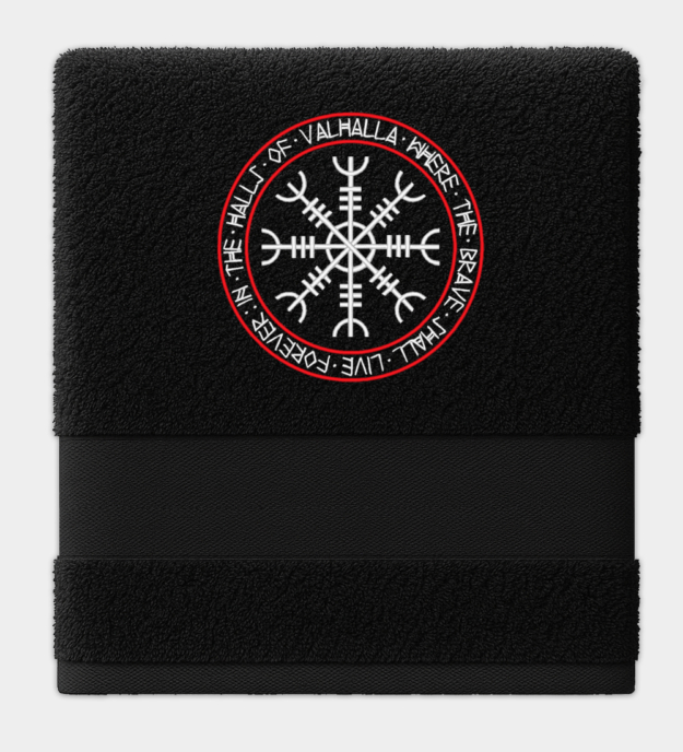 Serviette brodée Salles du Valhalla