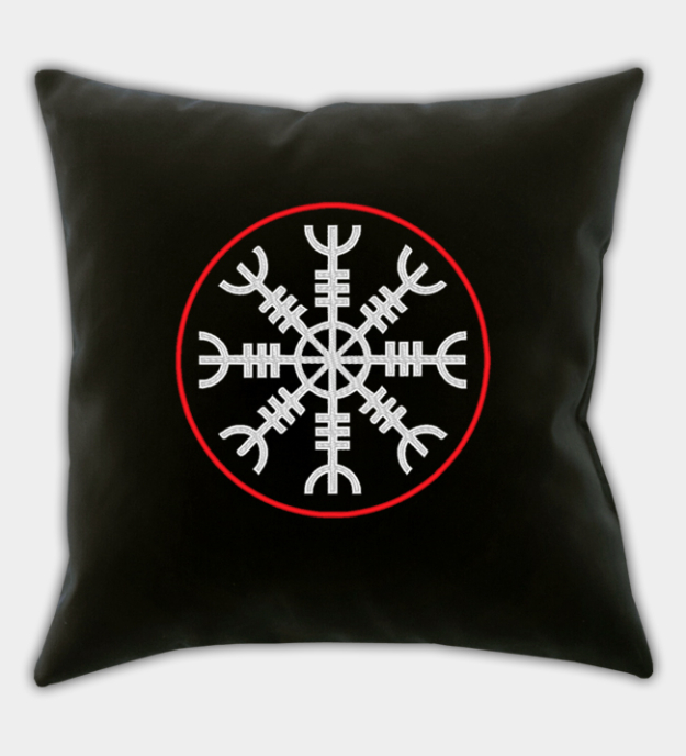 Housse de coussin décoratif brodée Heaume de la Terreur