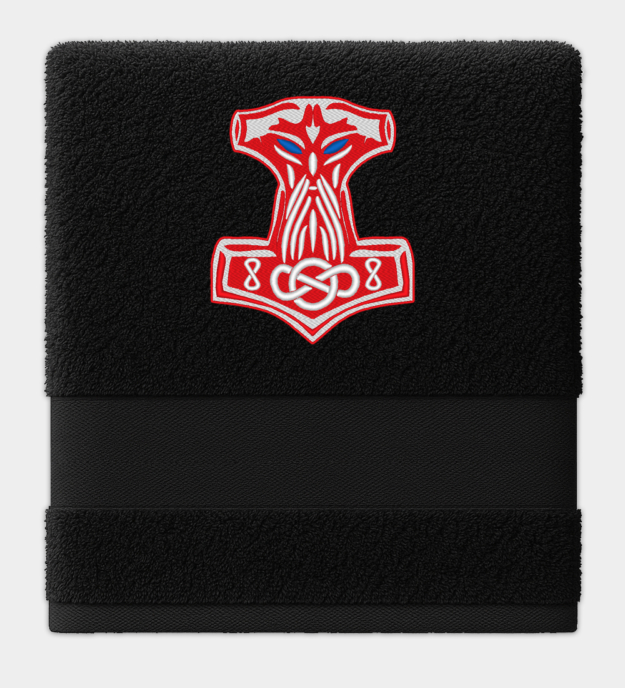 Serviette brodée Marteau de Thor Mjolnir