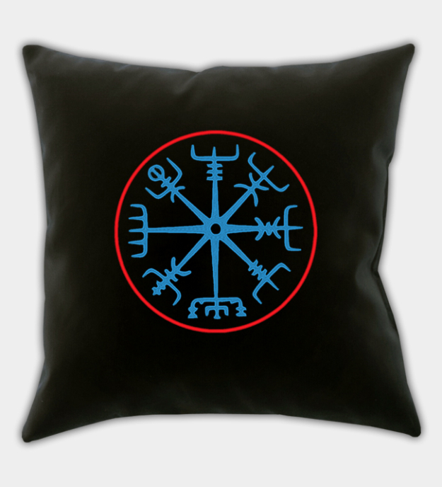 Housse de coussin décoratif brodée Vegvísir