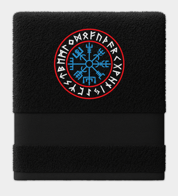 Serviette brodée Vegvísir runique